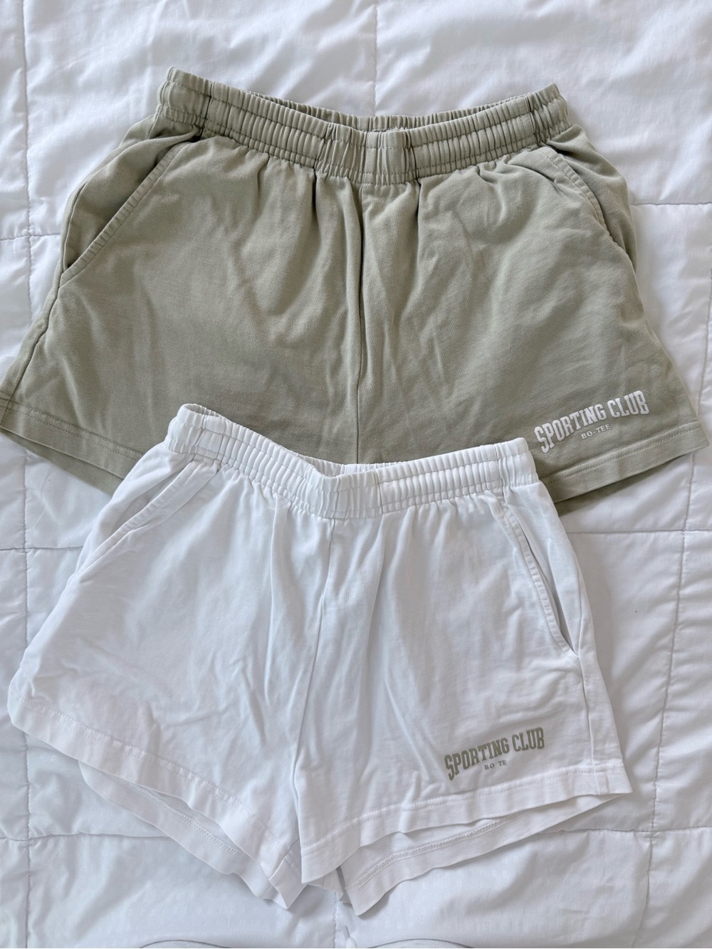 Bo+Tee Women's Shorts — Olive and White